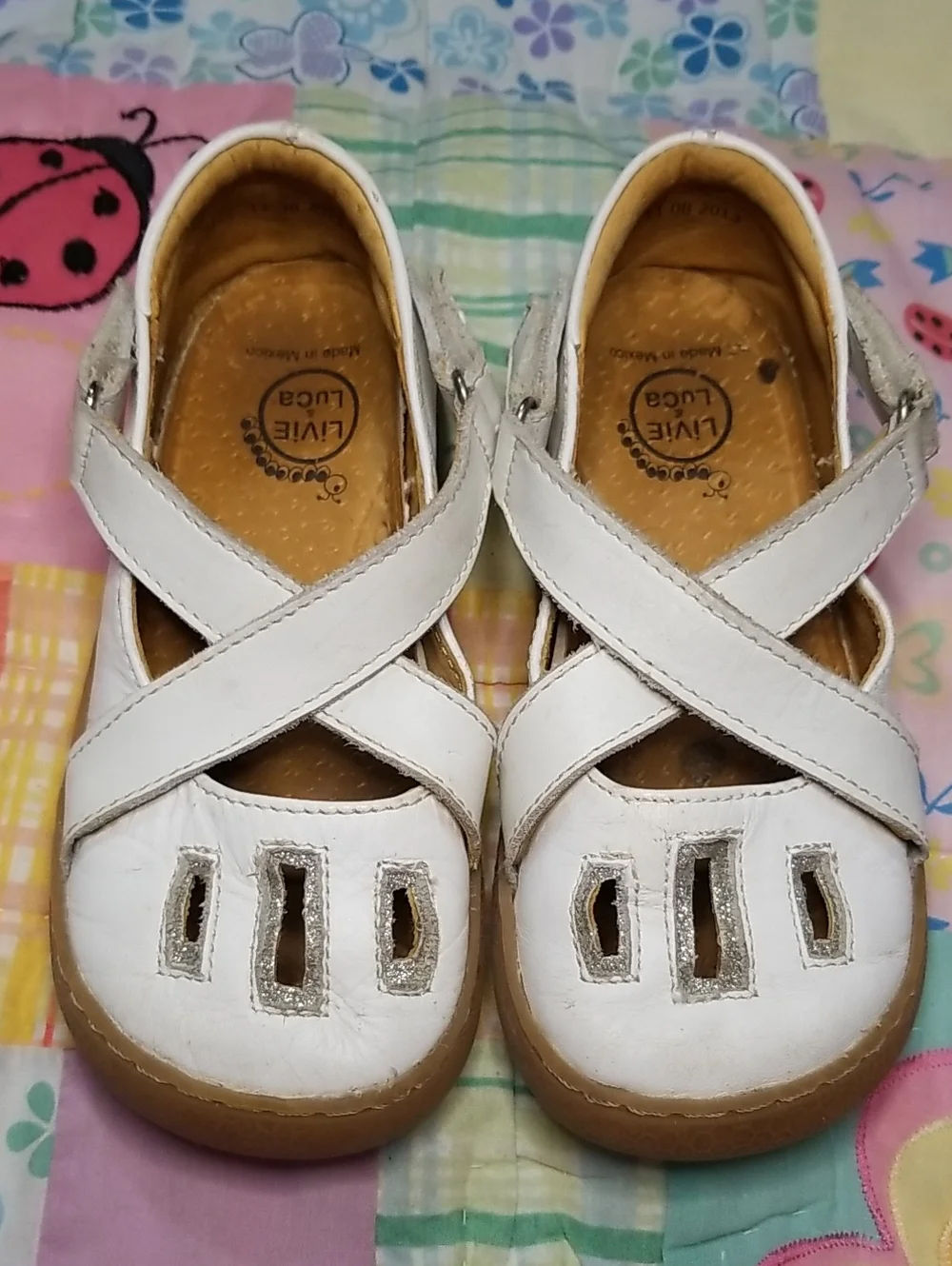 Livie & Luca White Leather Mary Jane Shoes with Criss Cross Straps Size 11 Luz